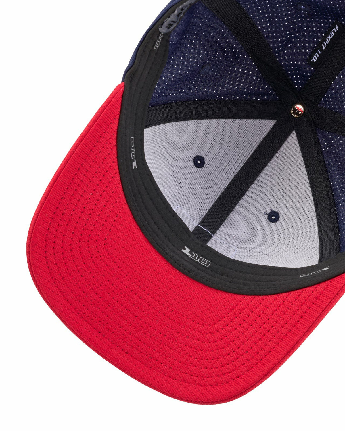 Unisex Adjustable Red and Navy Hat with Embroidered Clover Logo