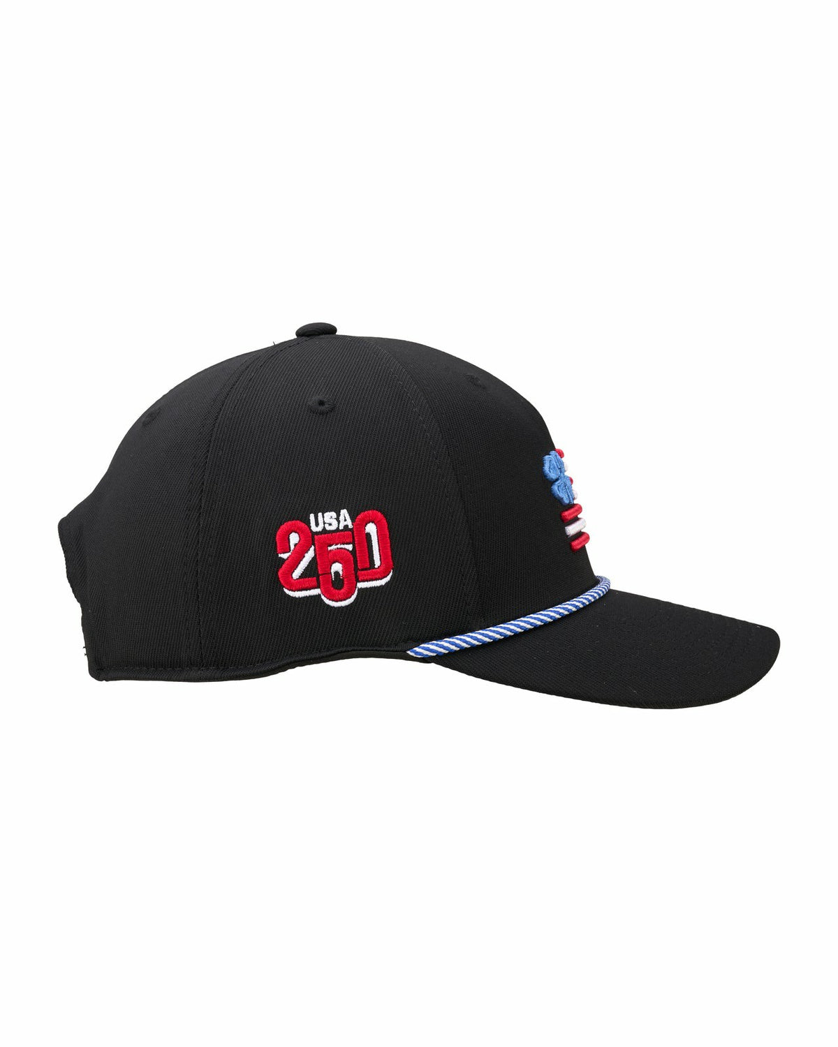 Unisex Adjustable Black USA Flag Patriotic Hat with Rope