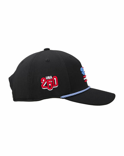 Unisex Adjustable Black USA Flag Patriotic Hat with Rope