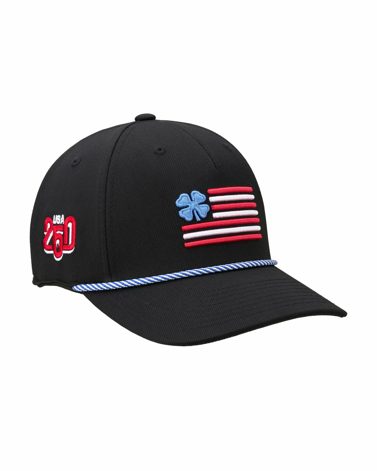 Unisex Adjustable Black USA Flag Patriotic Hat with Rope