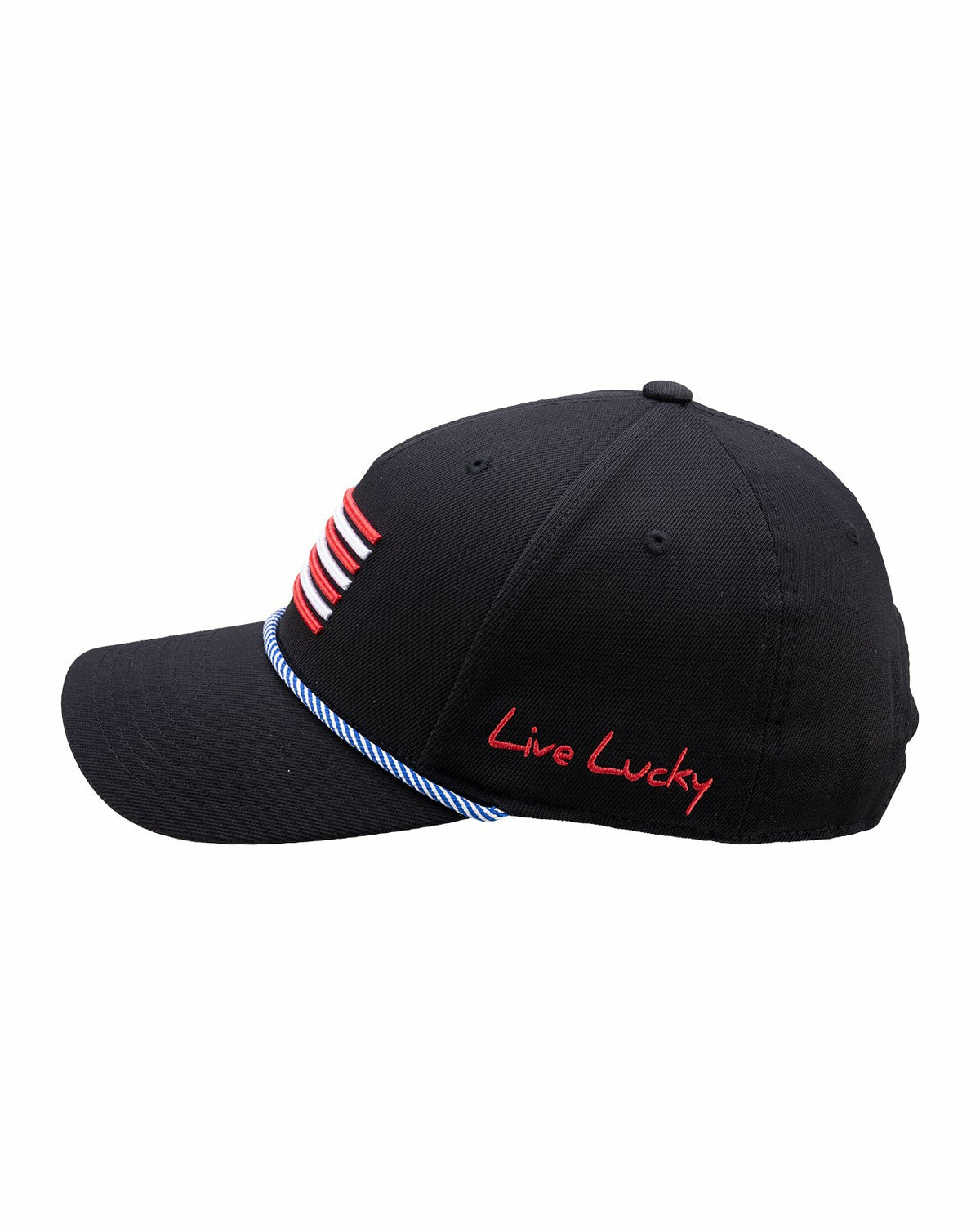 Unisex Adjustable Black USA Flag Patriotic Hat with Rope