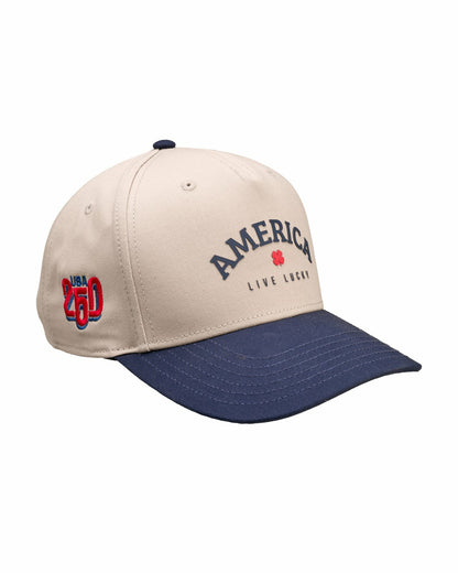 Unisex Adjustable Navy and Tan USA Flag Patriotic Hat