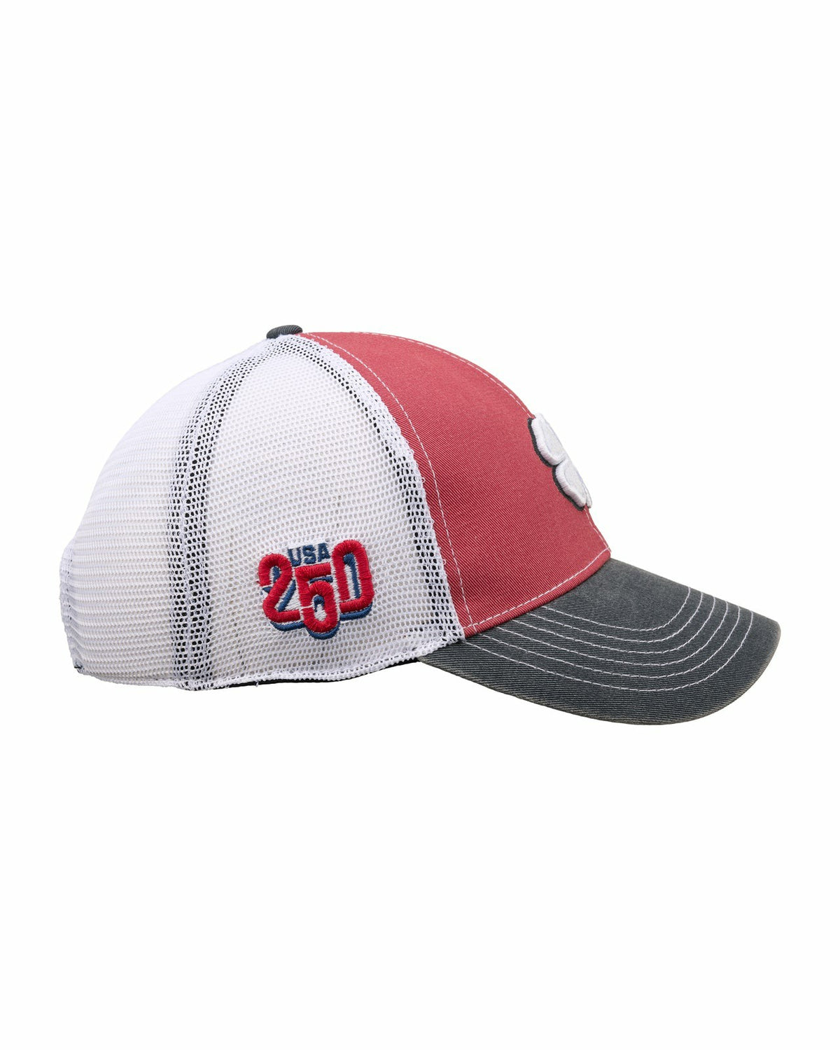 Vintage Patriotic Red Golf Hat with White Mesh