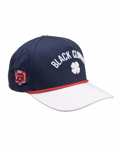 Vintage-Inspired Patriotic Navy Hat with White Brim