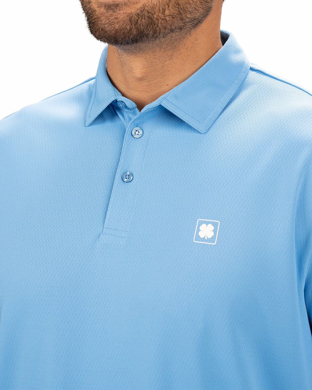 Stylish Solid Blue Jacquard Golf or Business Polo