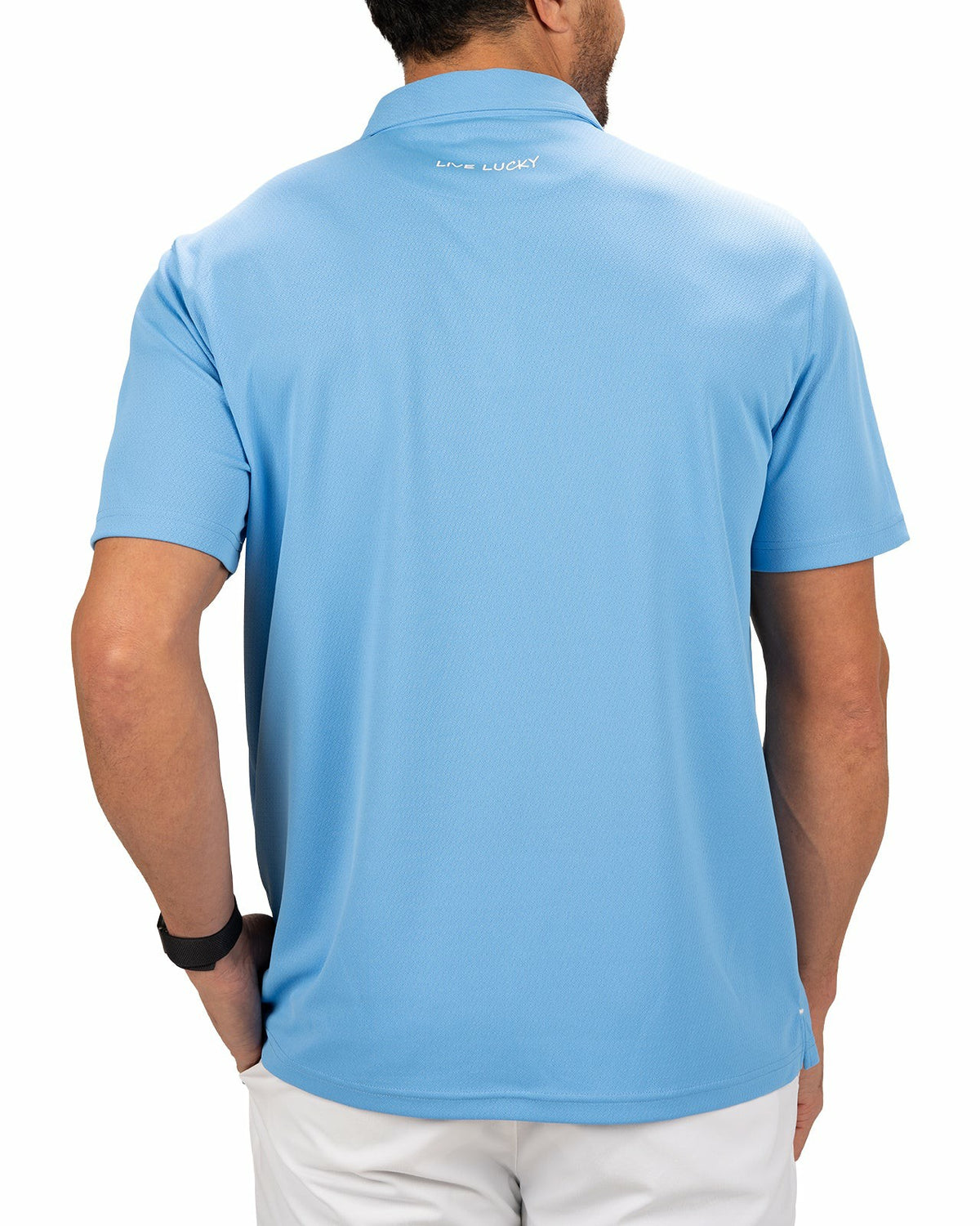 Stylish Solid Blue Jacquard Golf or Business Polo