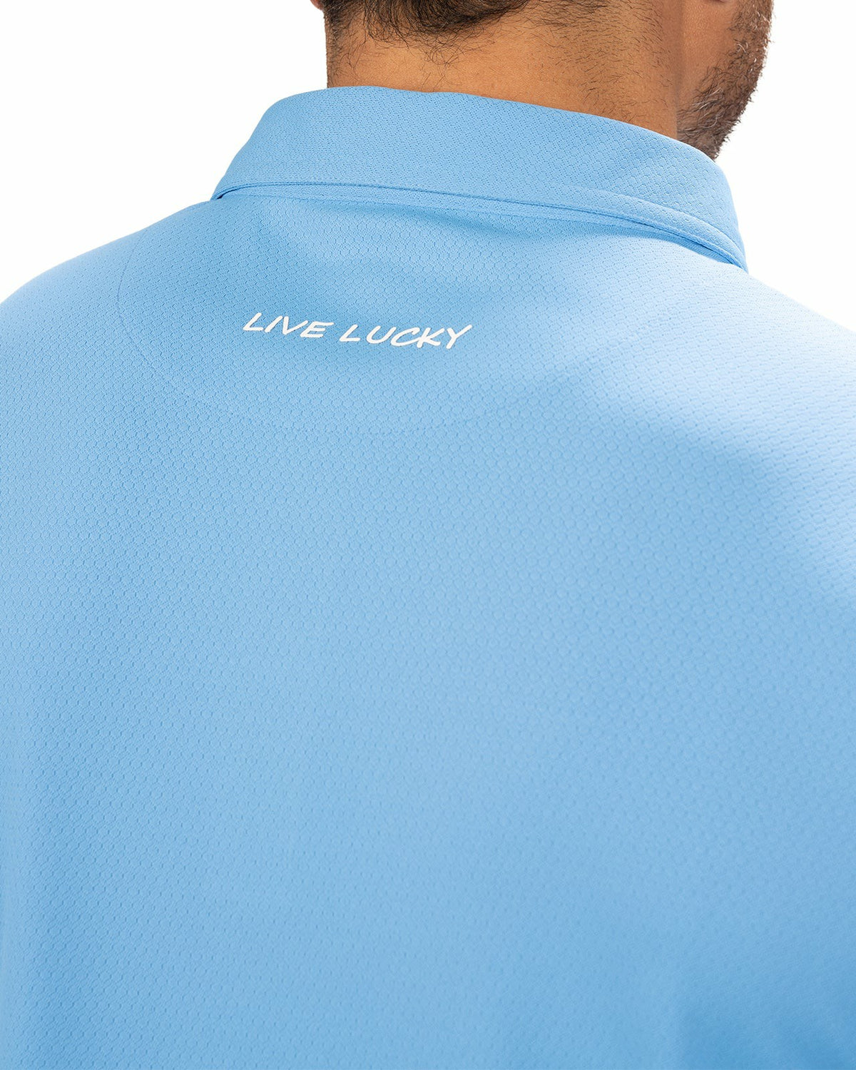 Stylish Solid Blue Jacquard Golf or Business Polo