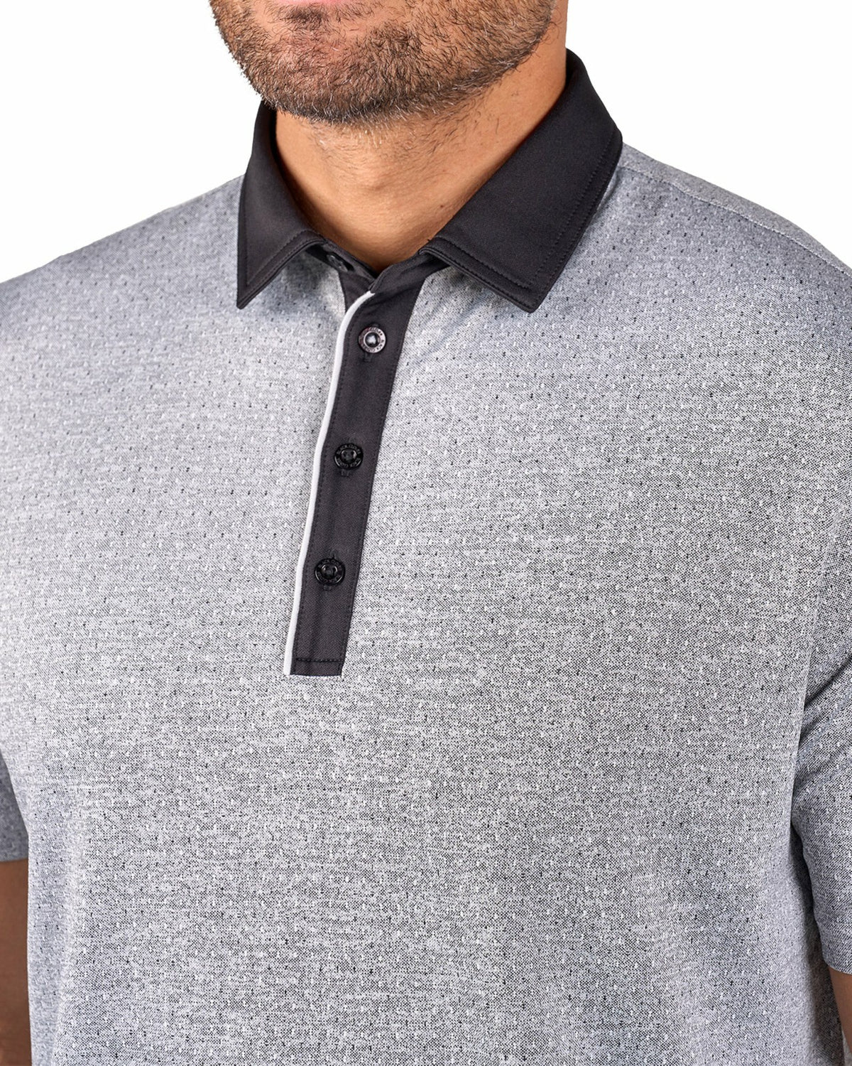 Men's Textured Black Patterned Polo for Golf or Business