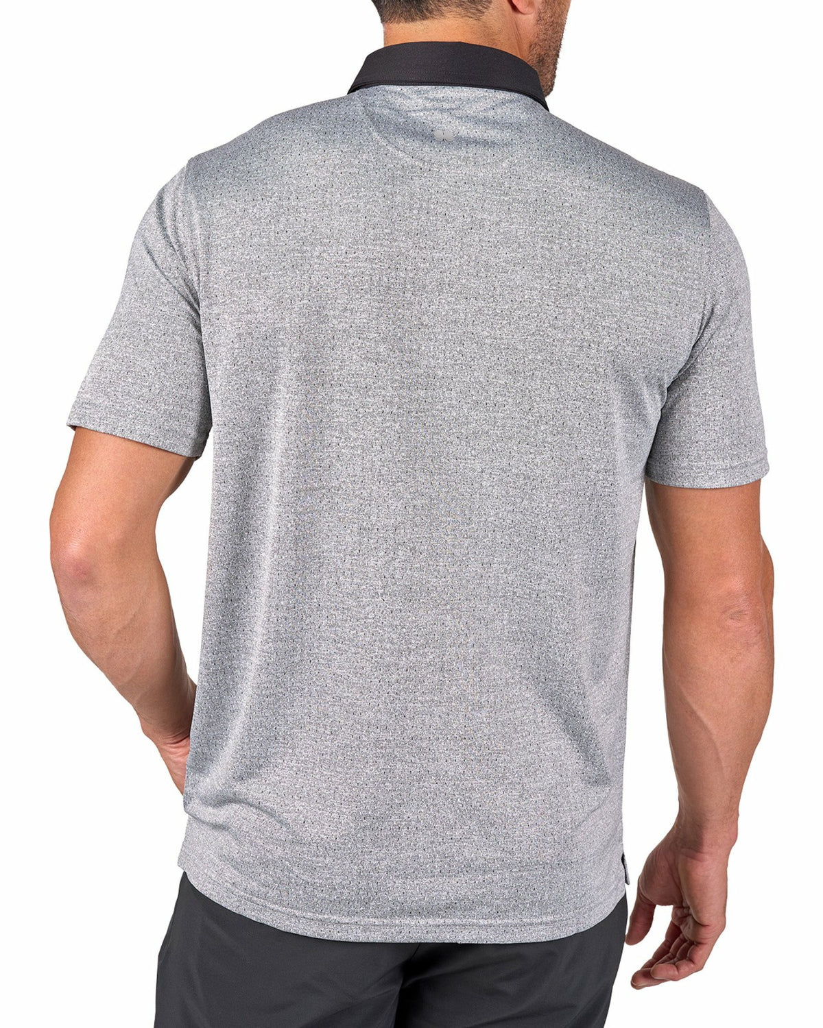 Men's Textured Black Patterned Polo for Golf or Business