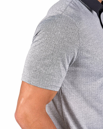 Men's Textured Black Patterned Polo for Golf or Business
