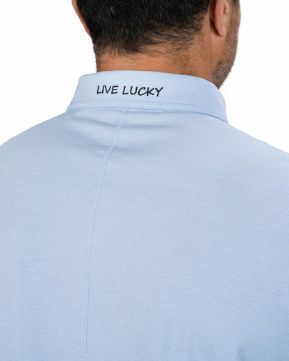 Men's Comfortable Light Blue Performance Polo for Golf or Business