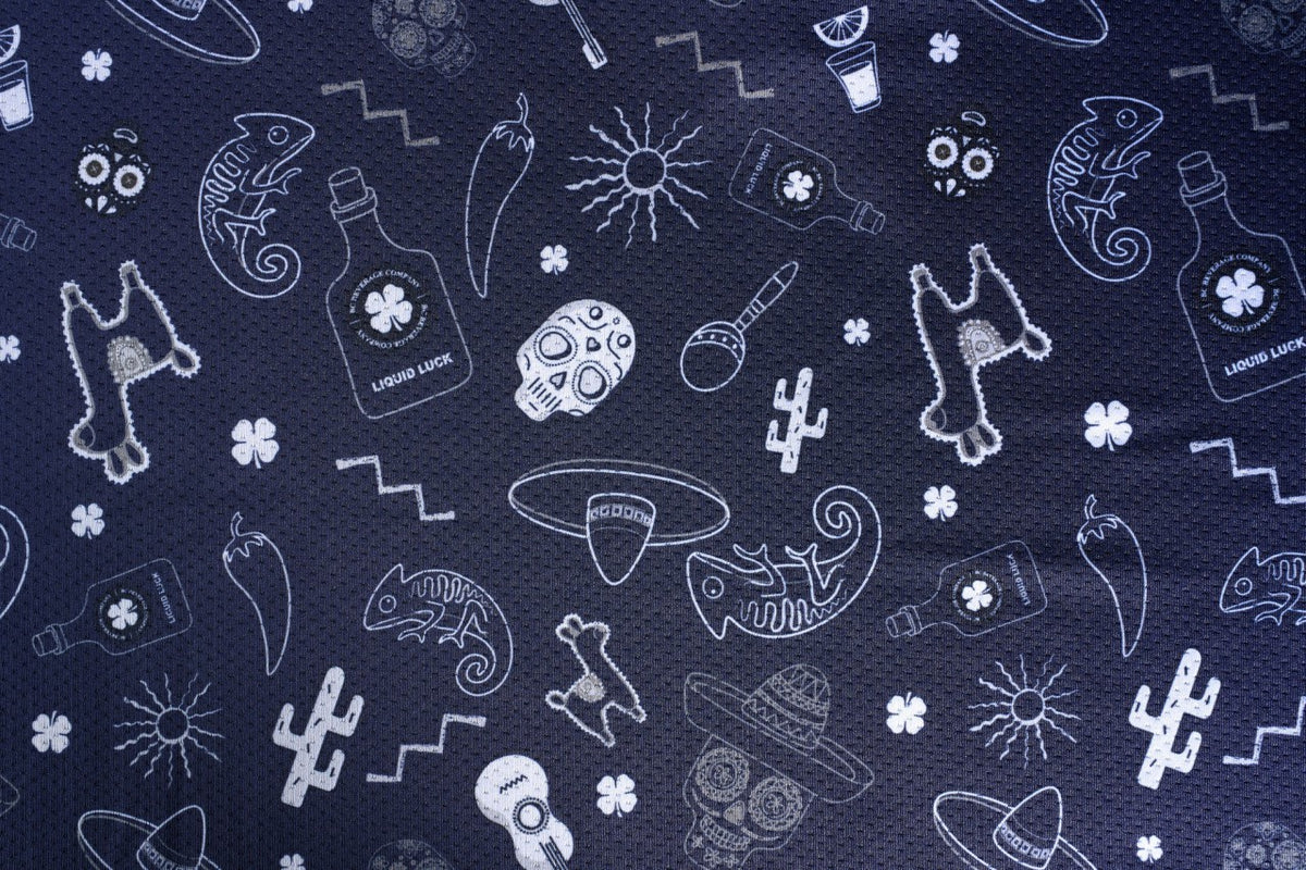 Fun, Navy and White-Patterned Taco-Themed Men's Golf Polo