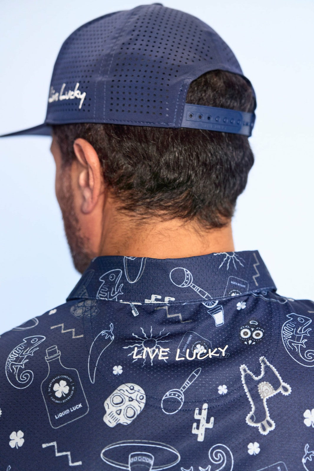 Fun, Navy and White-Patterned Taco-Themed Men's Golf Polo
