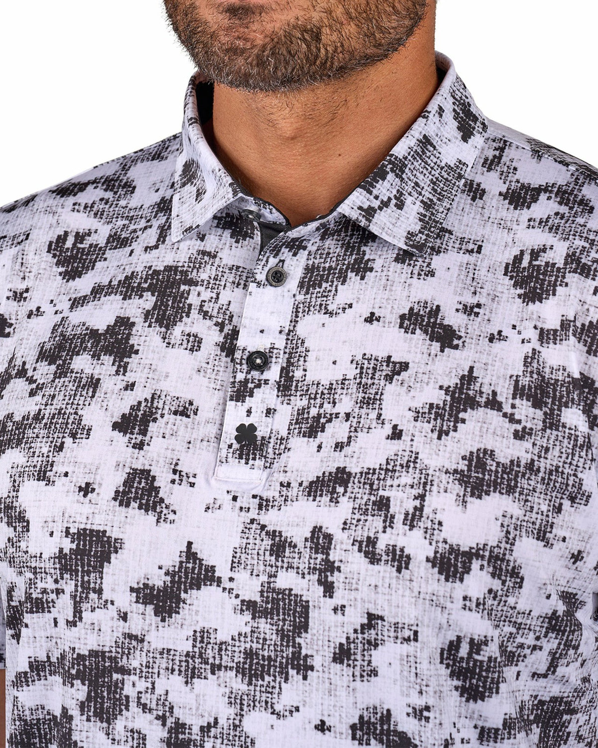 Men's Versatile Black and White Smoke-Themed Polo