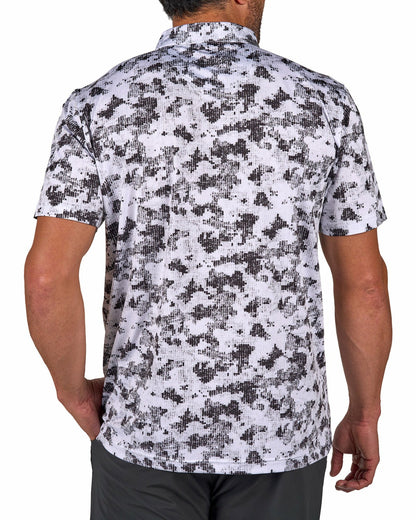 Men's Versatile Black and White Smoke-Themed Polo