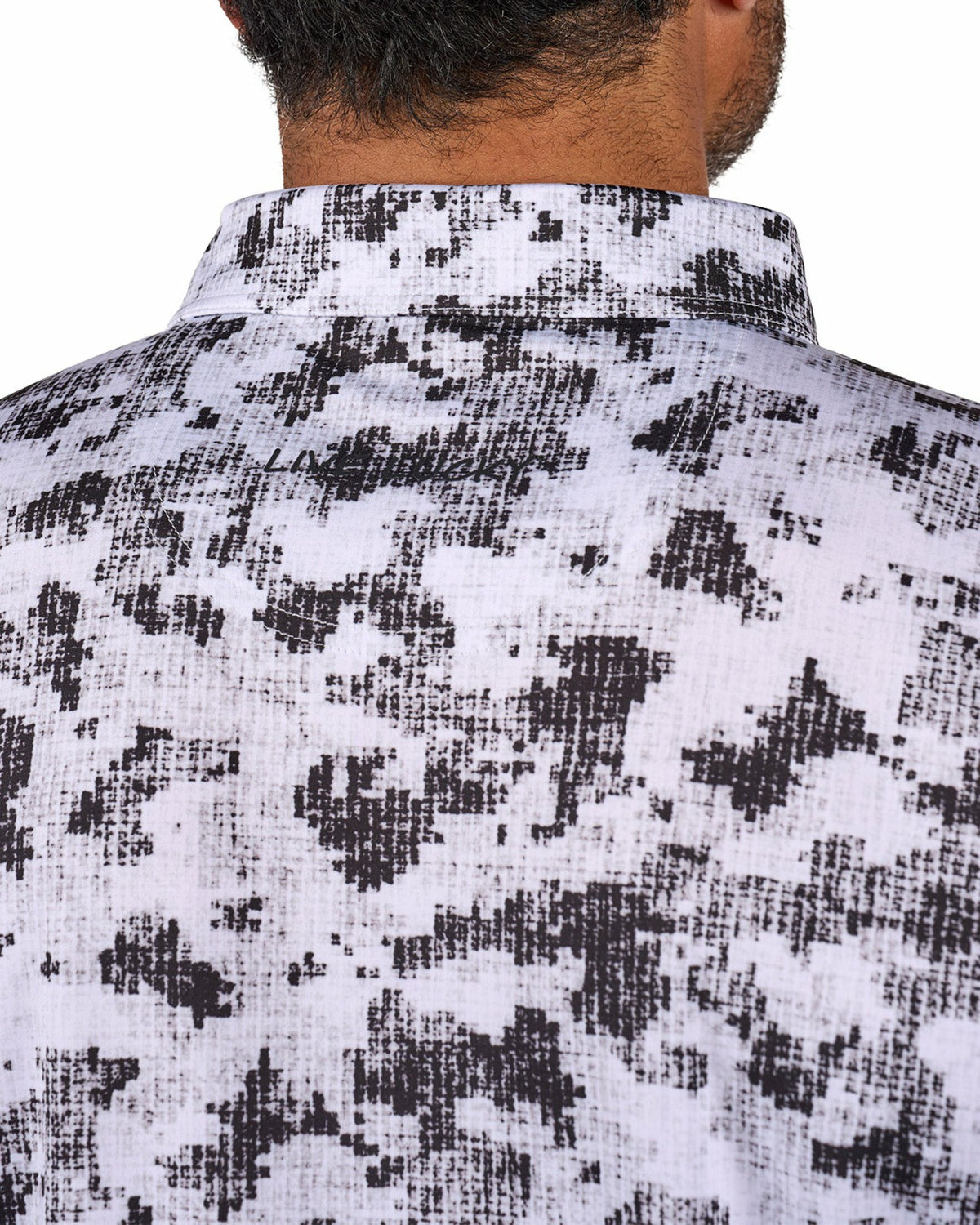 Men's Versatile Black and White Smoke-Themed Polo