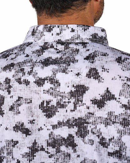 Men's Versatile Black and White Smoke-Themed Polo