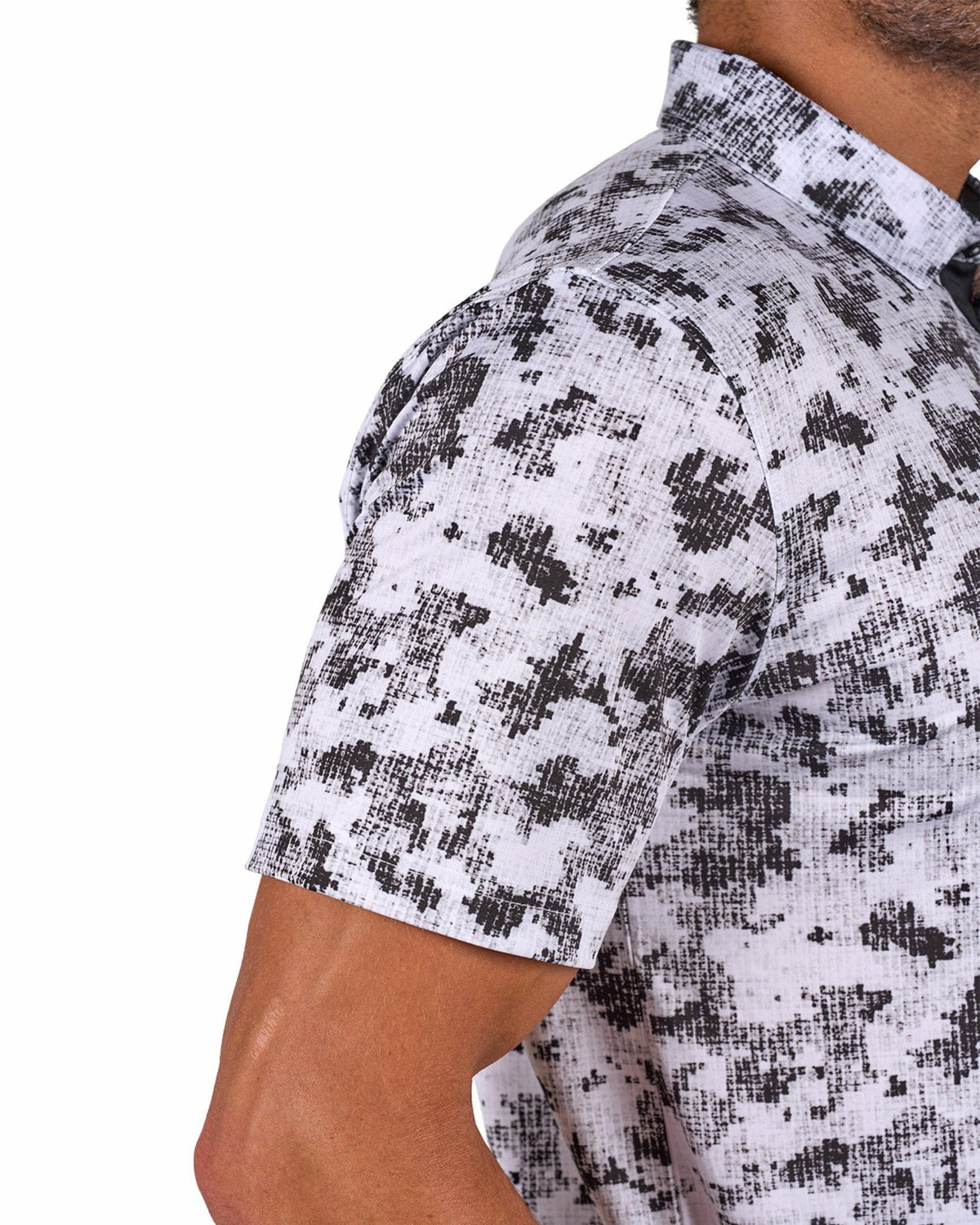 Men's Versatile Black and White Smoke-Themed Polo