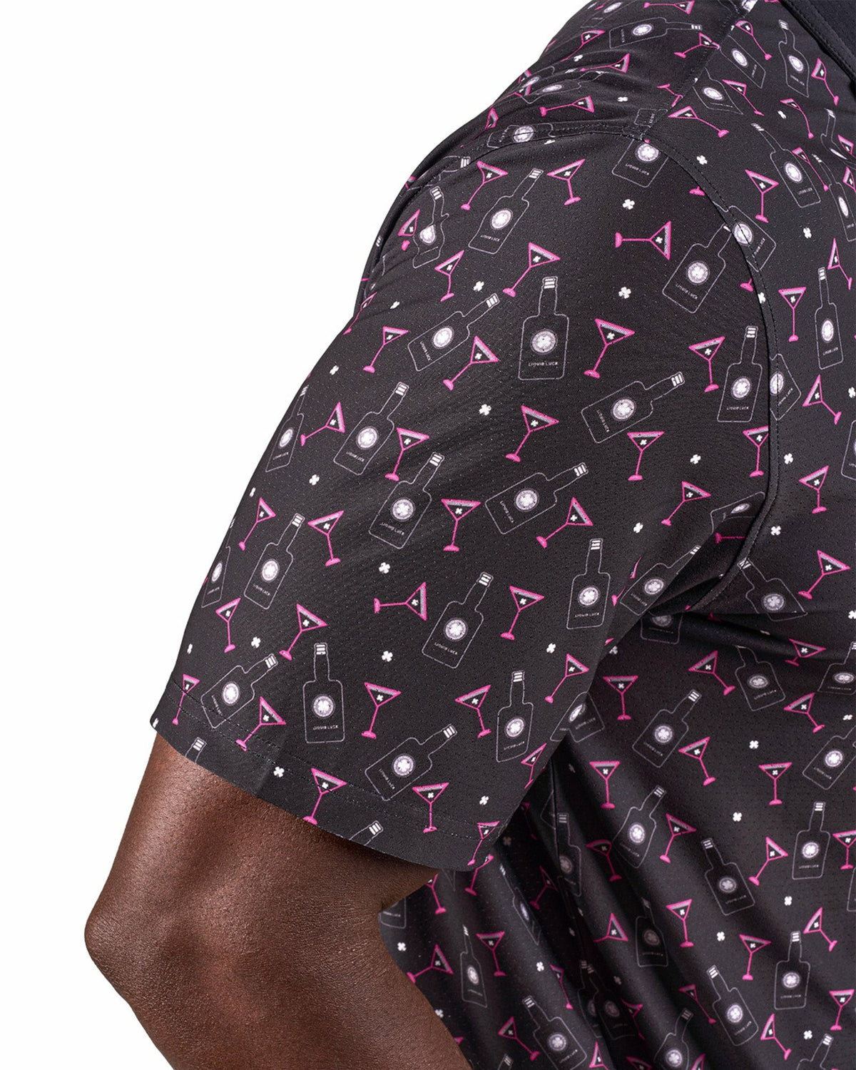 Fun, Black Pink-Patterned Spirit-Themed Men's Golf Polo