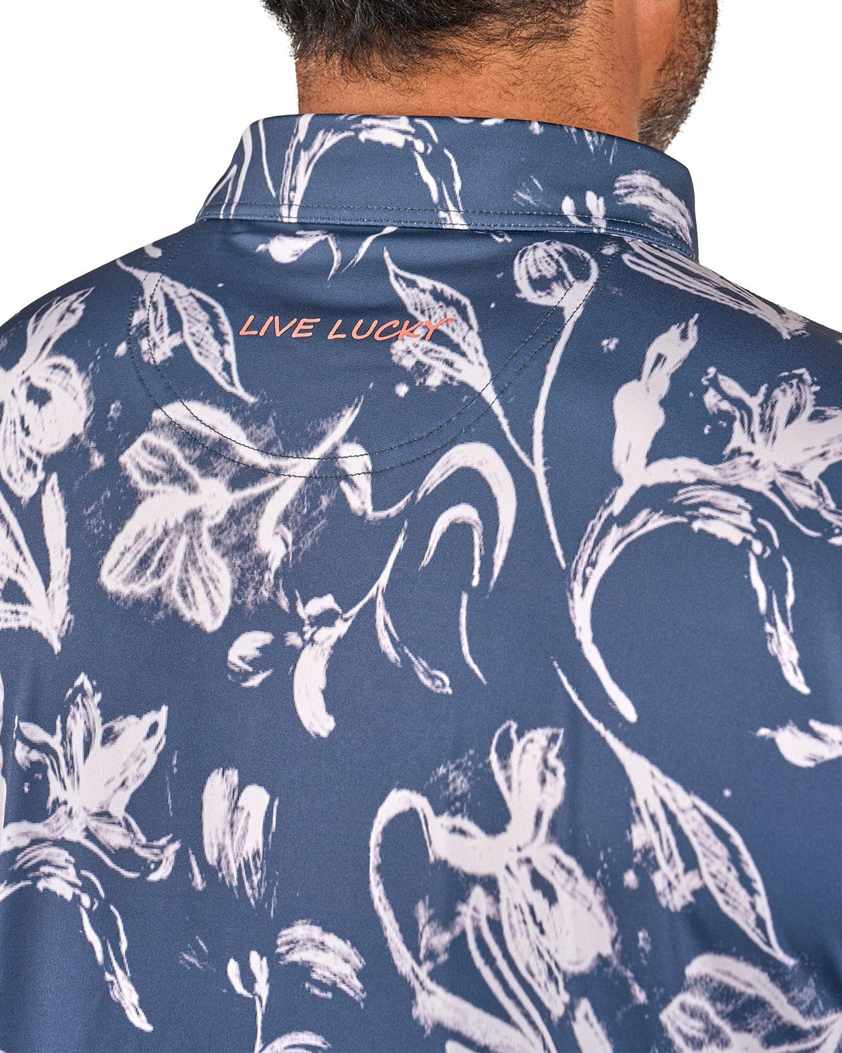 Men's Versatile Black and White Floral Polo for Golf or Business