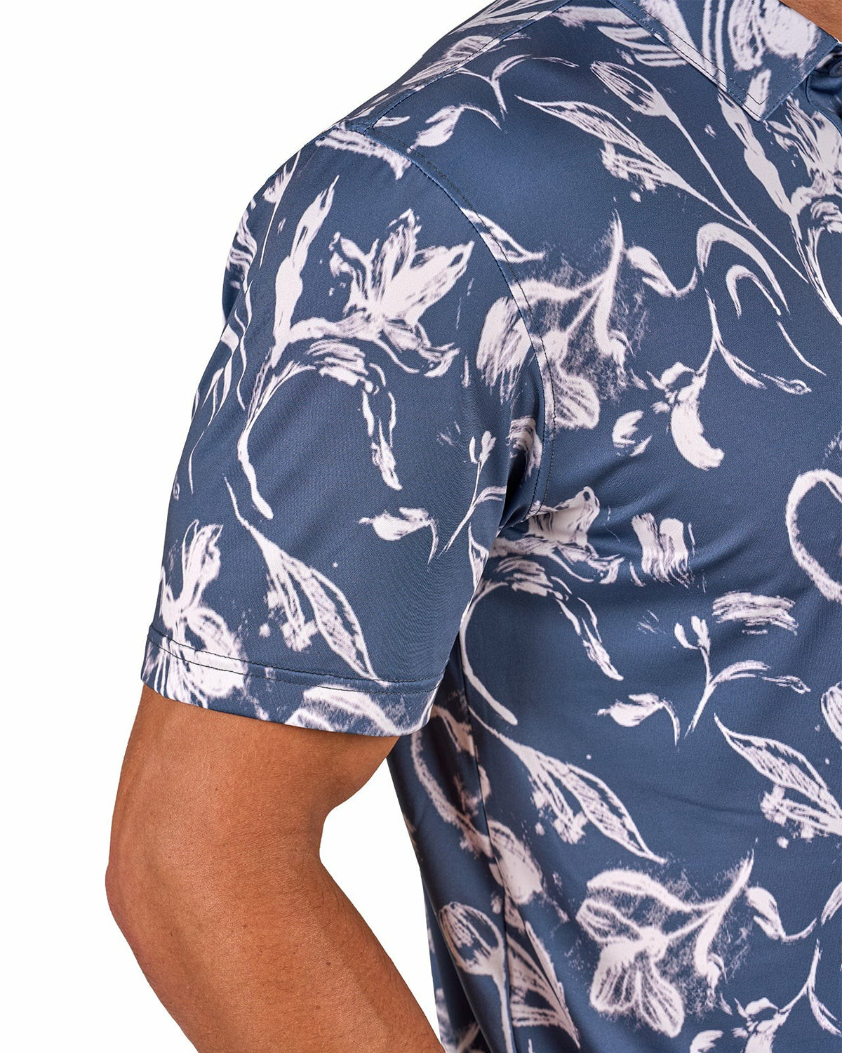 Men's Versatile Black and White Floral Polo for Golf or Business