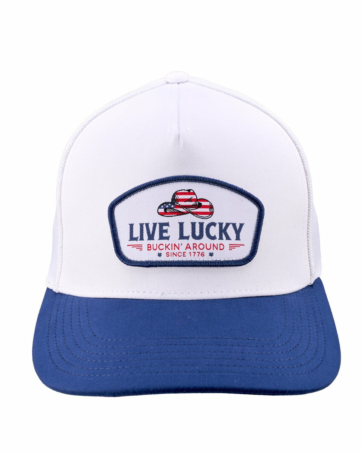 Cowboy Themed Navy Golf Hat with White Mesh