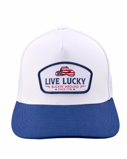 Cowboy Themed Navy Golf Hat with White Mesh