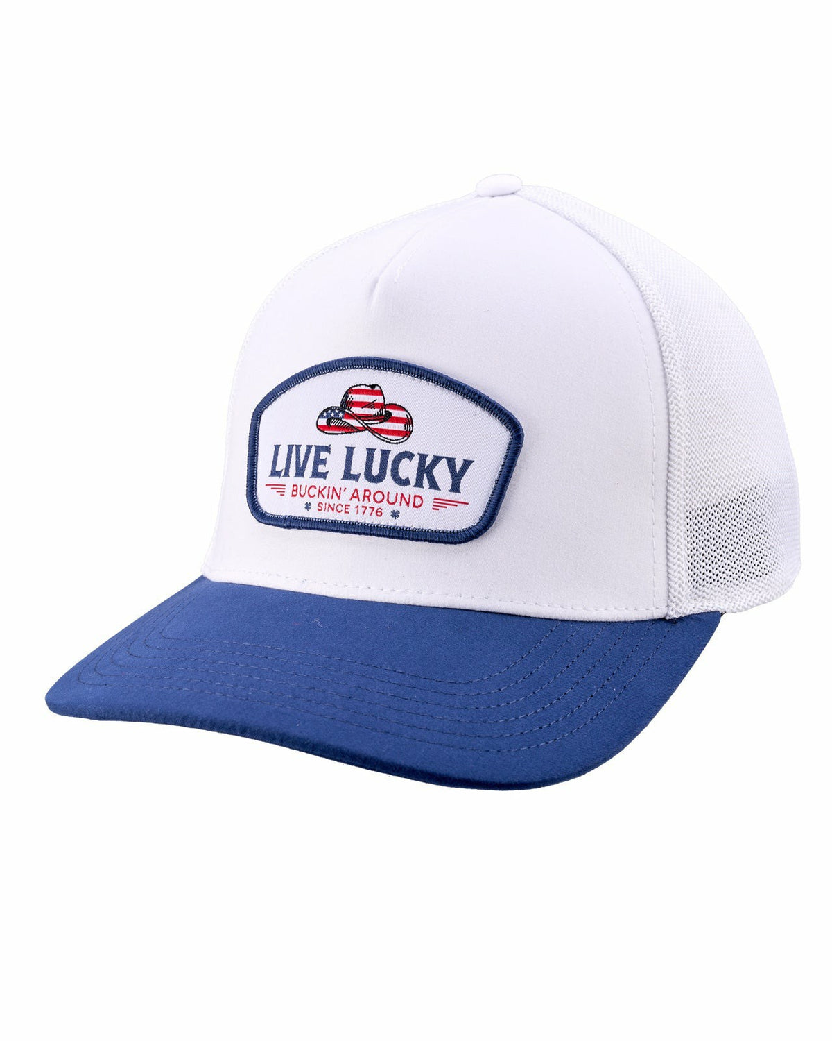 Cowboy Themed Navy Golf Hat with White Mesh