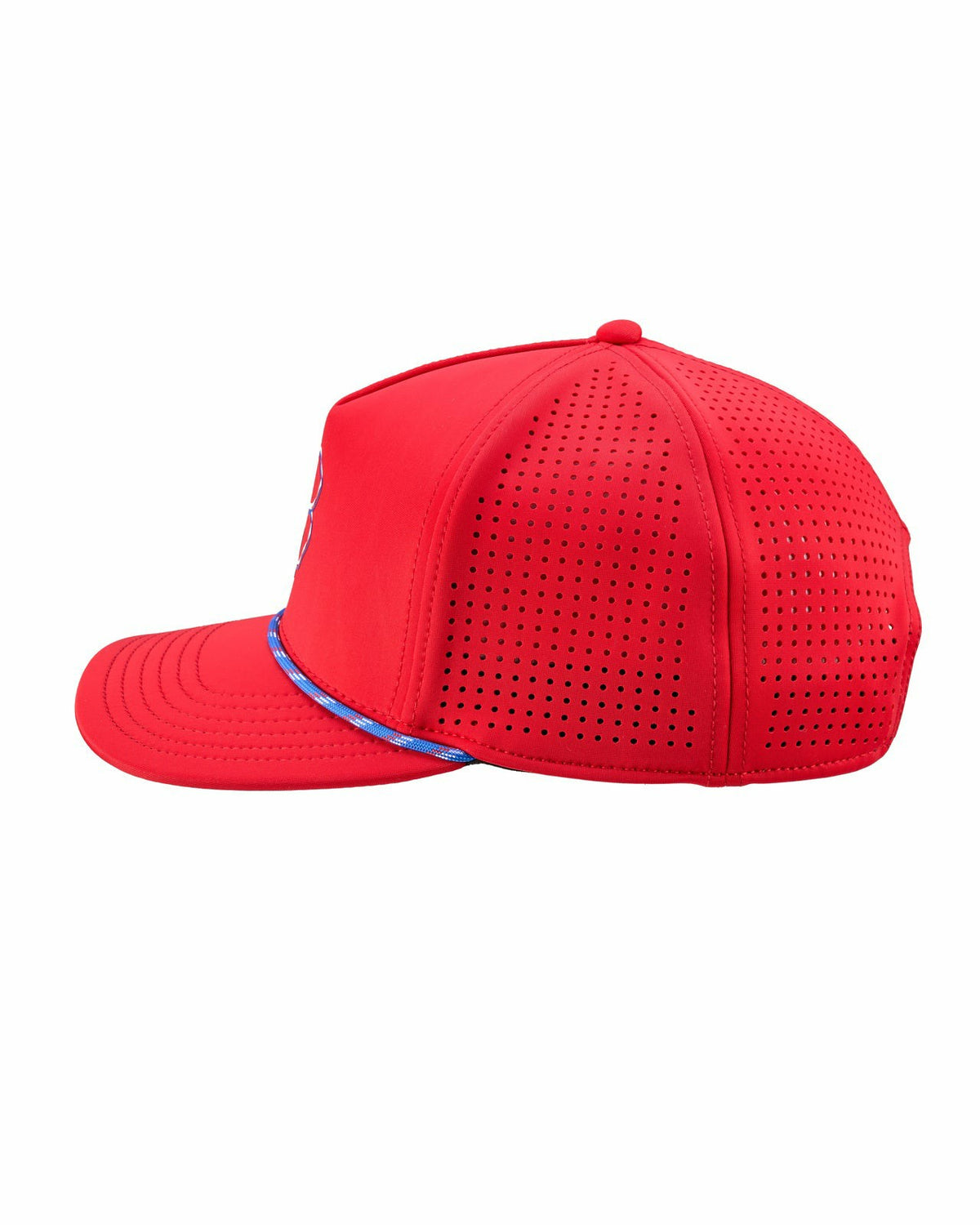 Perforated Red Golf Hat with Chrome Clover and Rope