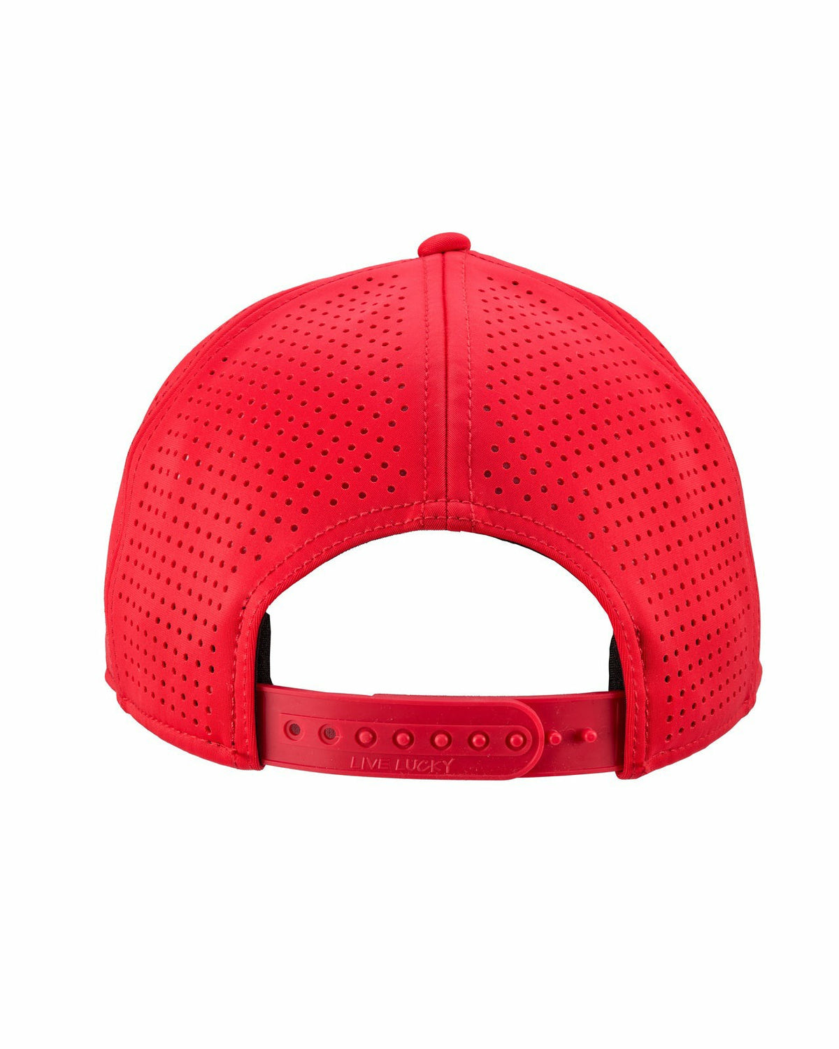 Perforated Red Golf Hat with Chrome Clover and Rope
