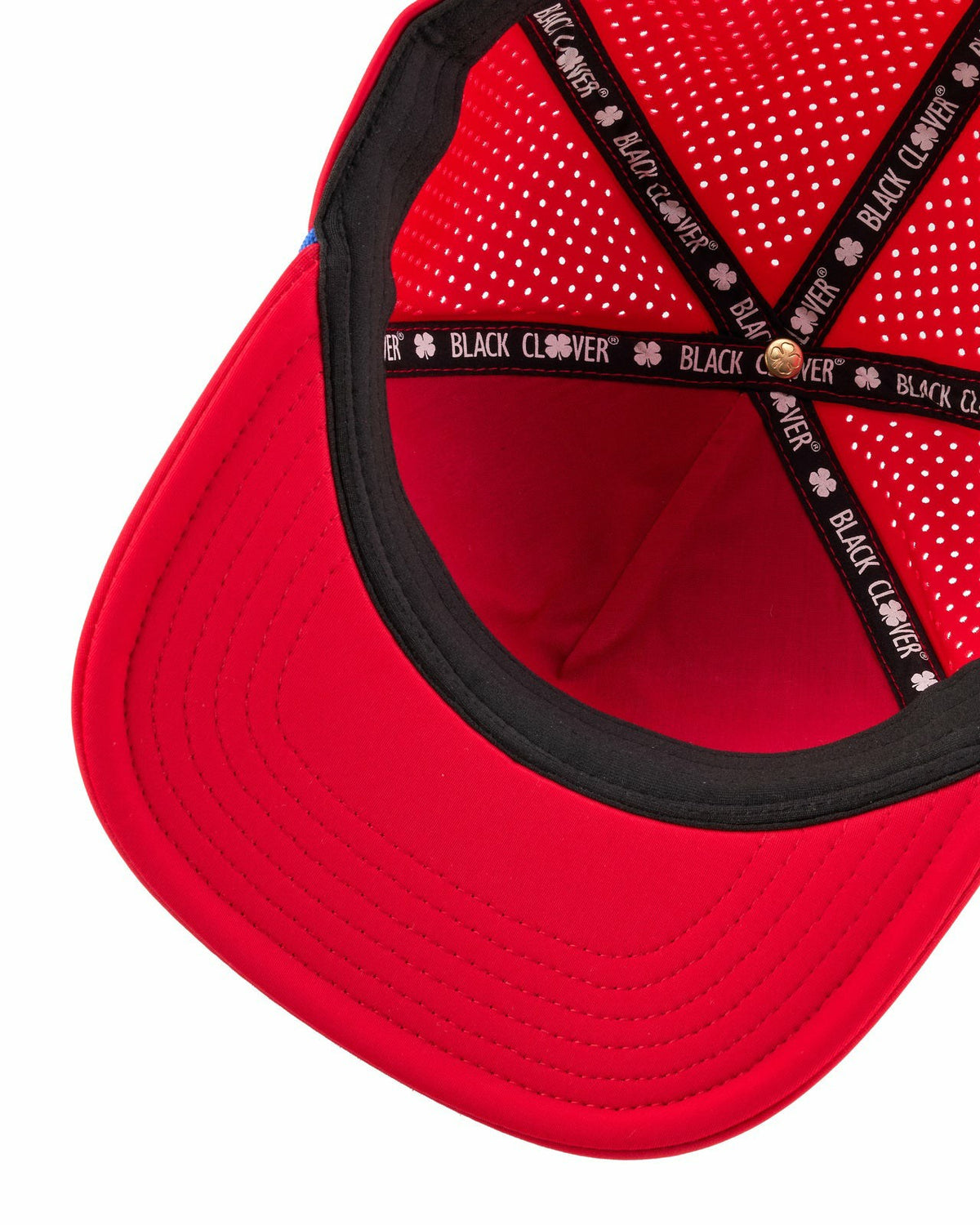 Perforated Red Golf Hat with Chrome Clover and Rope