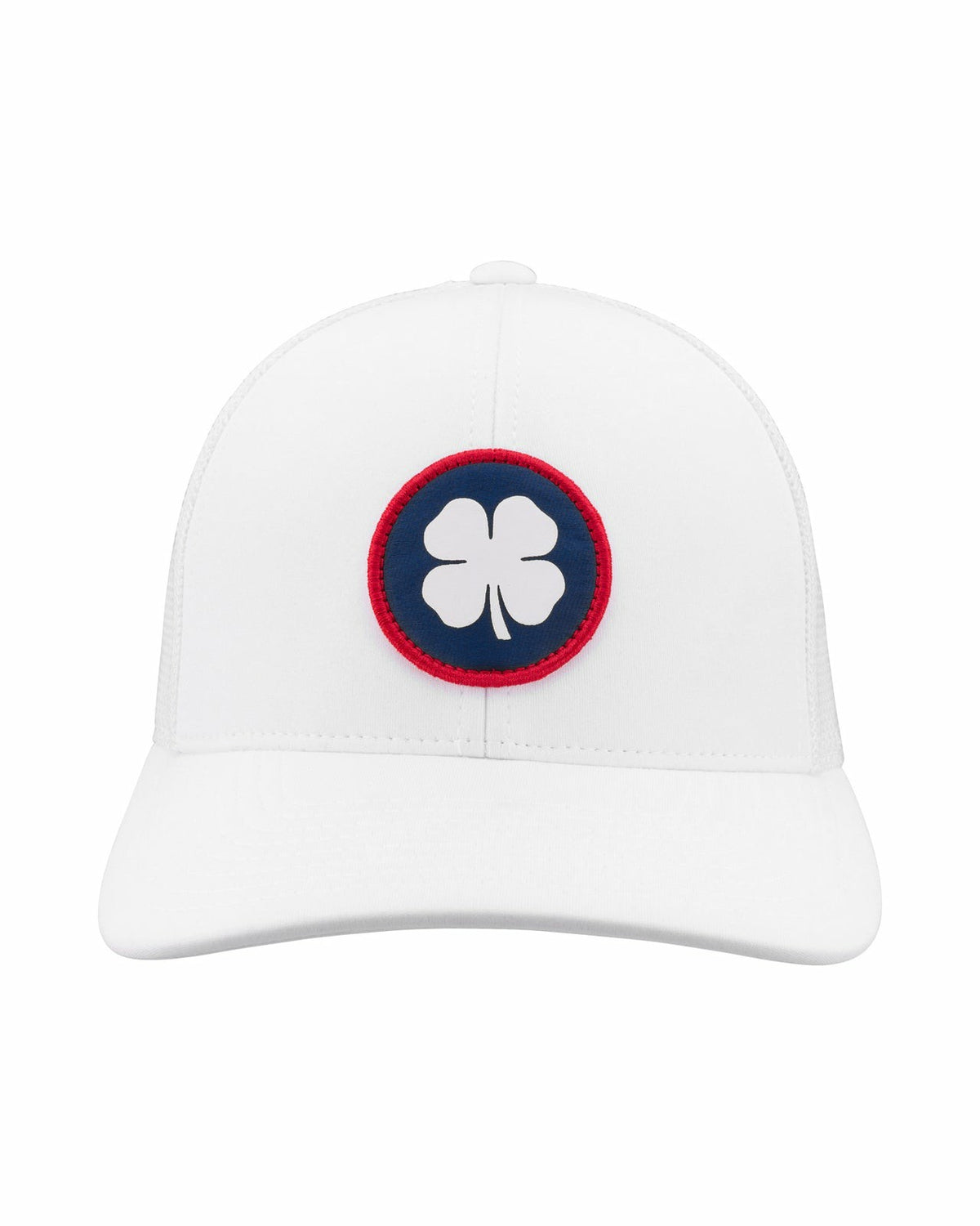 White Mesh Golf Hat with Patriotic Clover Logo