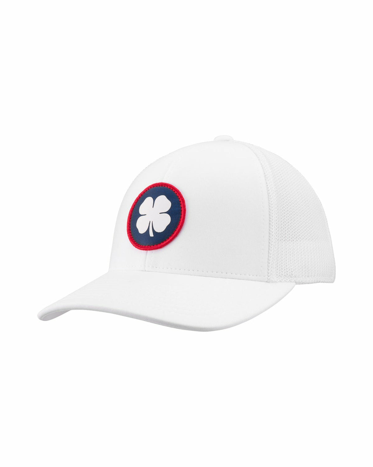 White Mesh Golf Hat with Patriotic Clover Logo