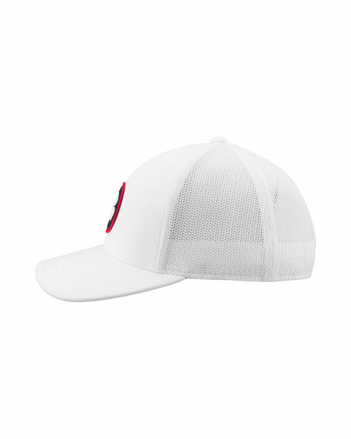 White Mesh Golf Hat with Patriotic Clover Logo
