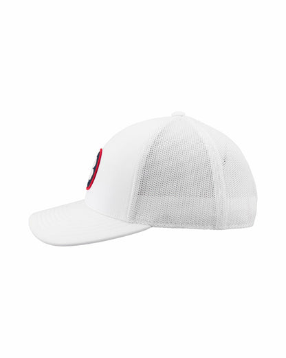White Mesh Golf Hat with Patriotic Clover Logo