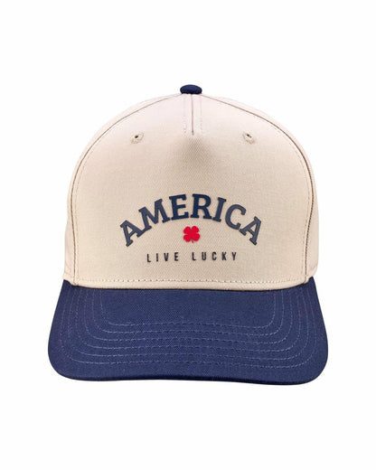 Unisex Adjustable Navy and Tan USA Flag Patriotic Hat