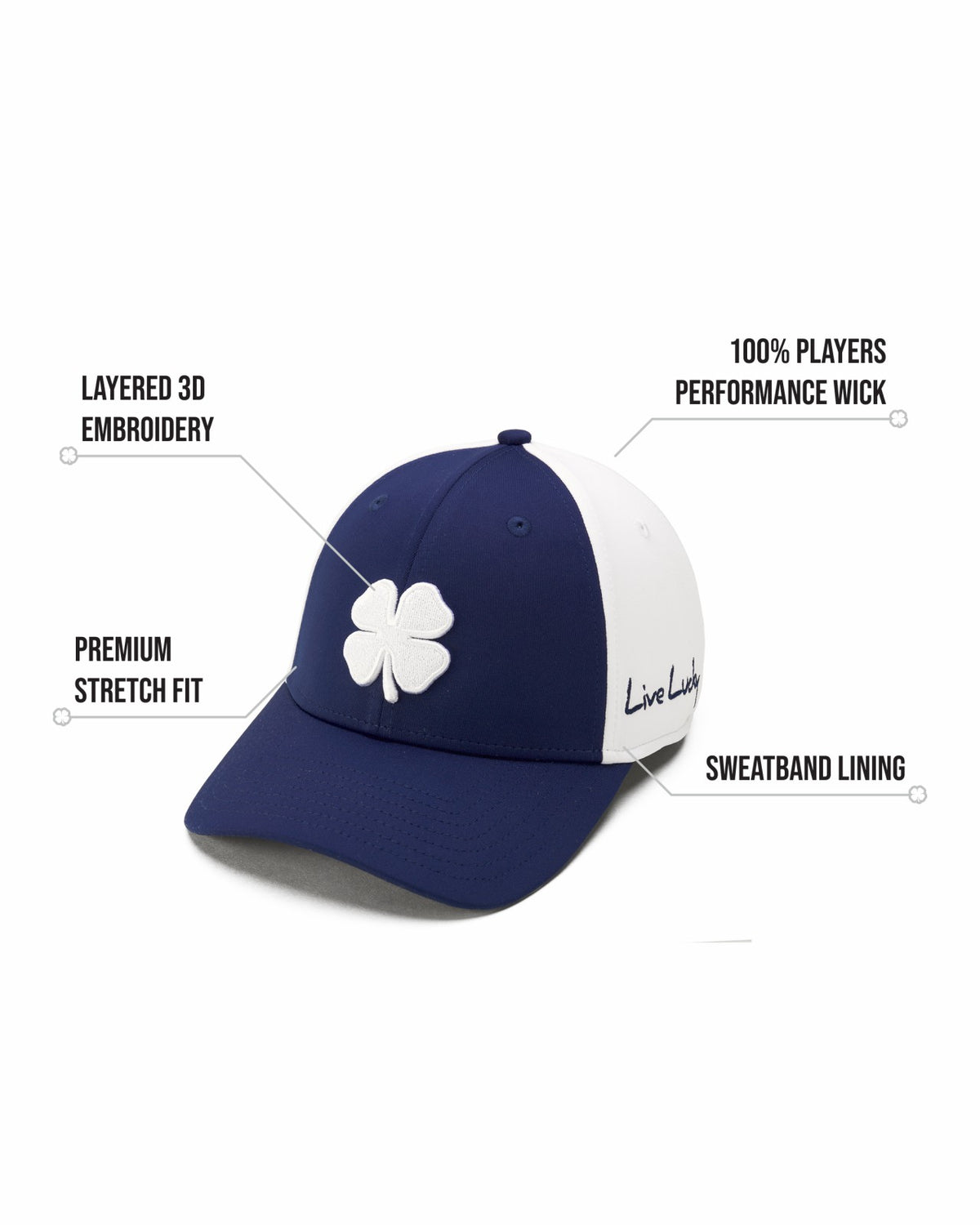 White and Blue Premium Clover Hat for Golf and Lifestyle