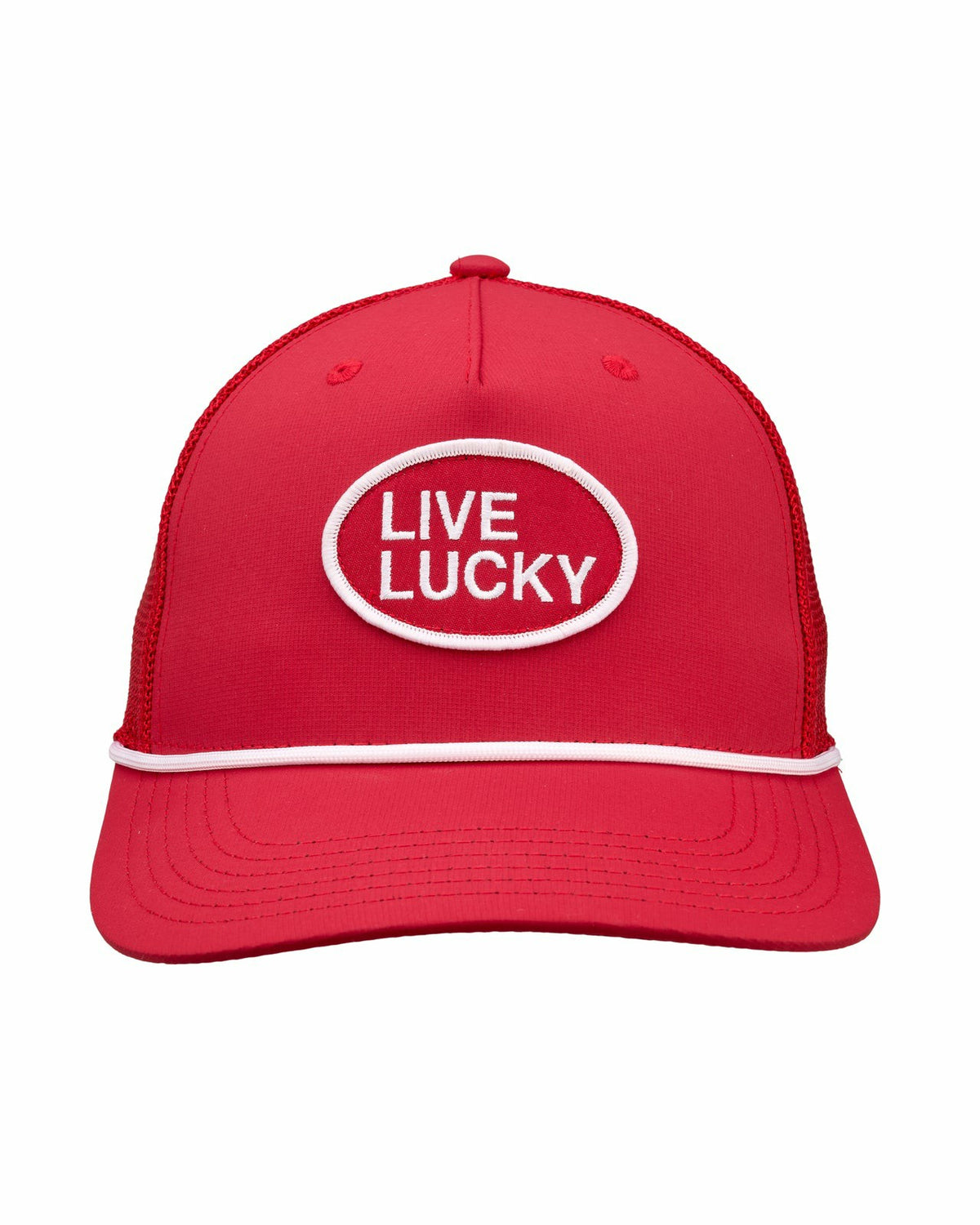 Vintage Red Trucker Hat with Live Lucky Logo
