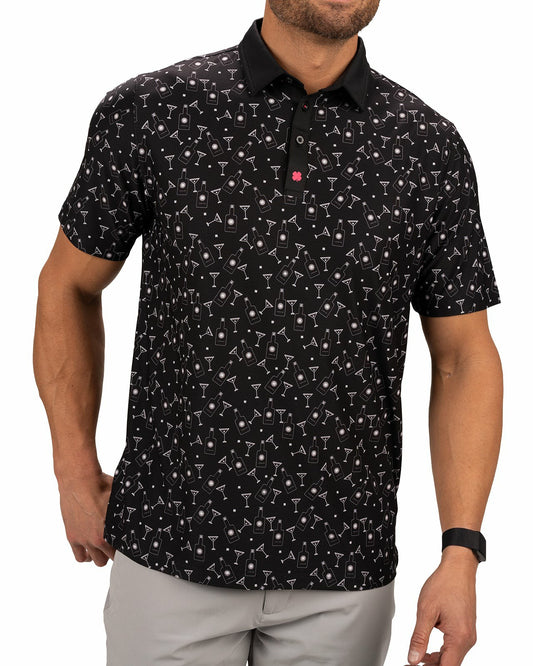 Fun, Black White-Patterned Spirit-Themed Men's Golf Polo