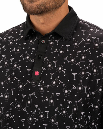 Fun, Black White-Patterned Spirit-Themed Men's Golf Polo