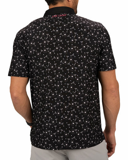 Fun, Black White-Patterned Spirit-Themed Men's Golf Polo