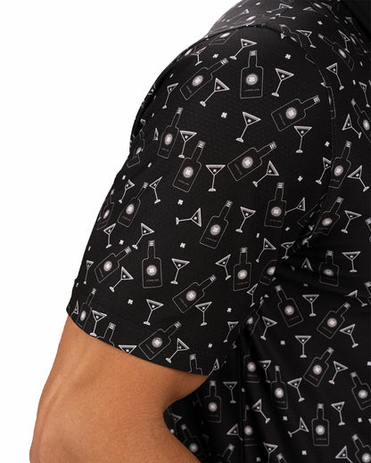 Fun, Black White-Patterned Spirit-Themed Men's Golf Polo