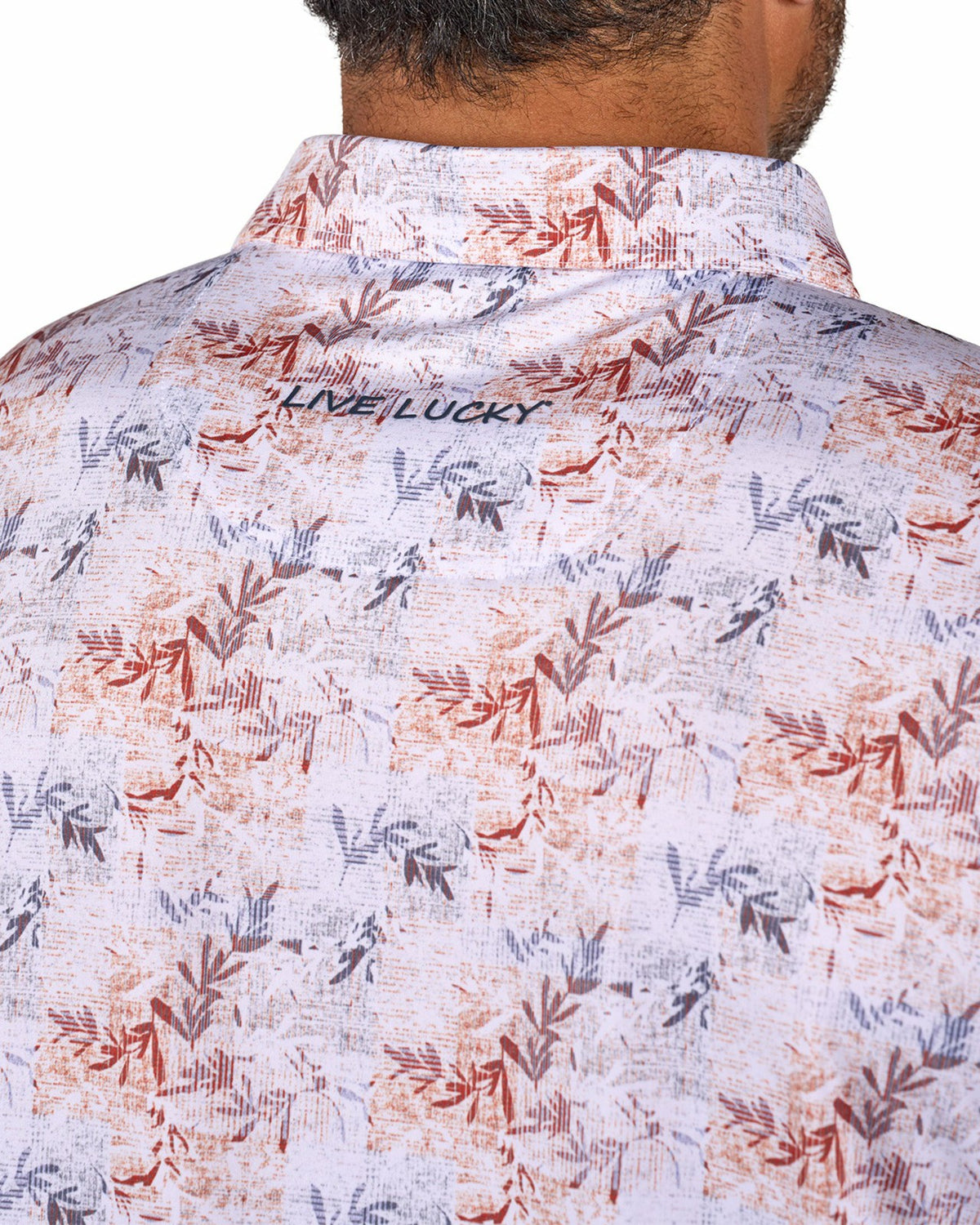 Versatile White Tropical Patterned Golf or Business Polo