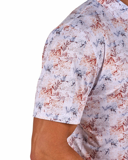 Versatile White Tropical Patterned Golf or Business Polo