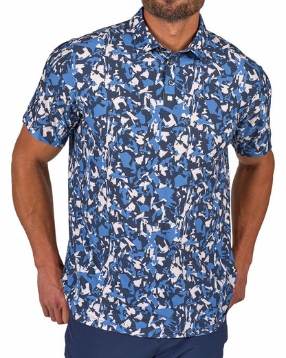 Modern Black and Blue Camo Patterned Golf or Business Polo