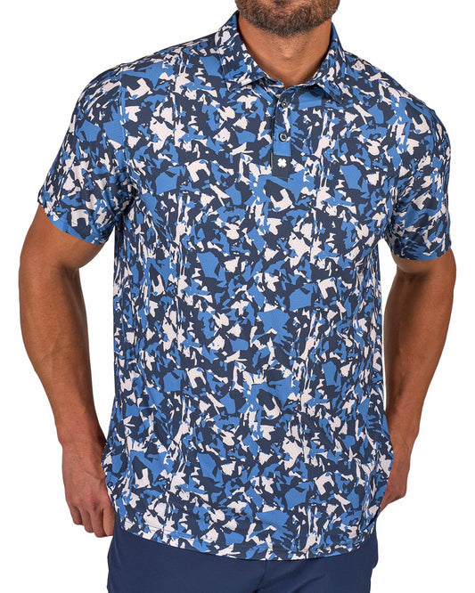 Modern Black and Blue Camo Patterned Golf or Business Polo