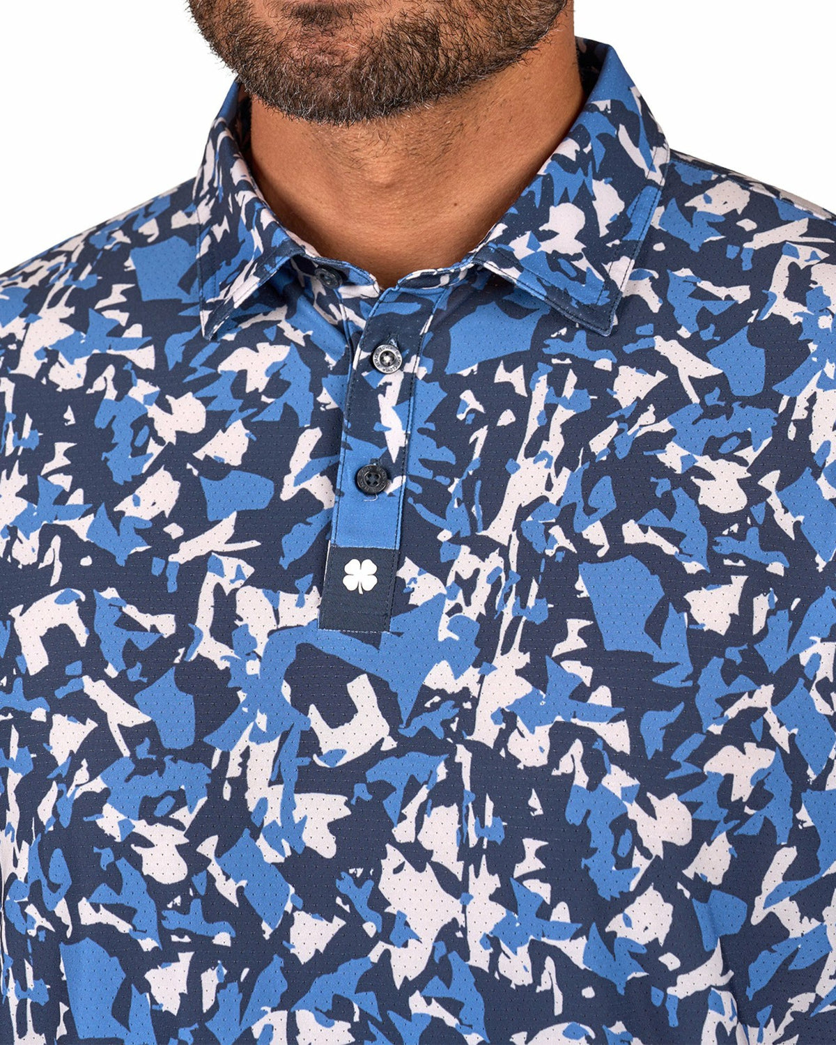 Modern Black and Blue Camo Patterned Golf or Business Polo