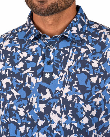 Modern Black and Blue Camo Patterned Golf or Business Polo