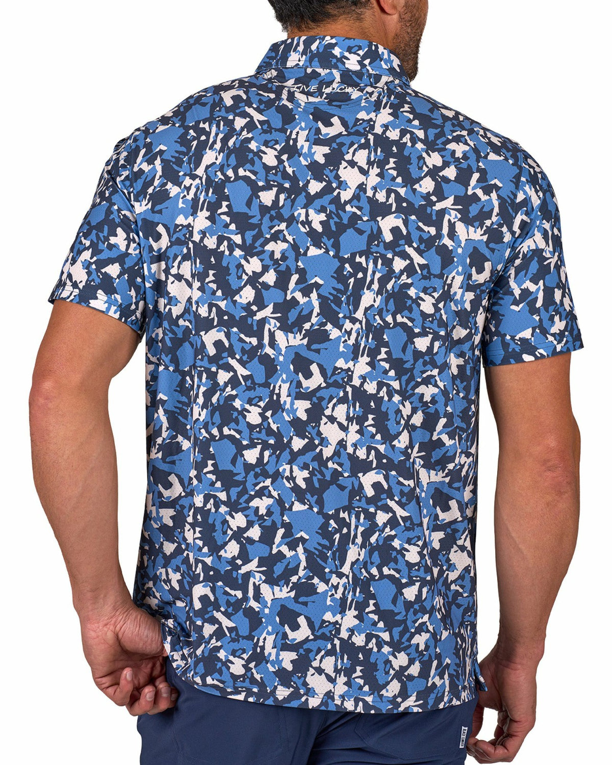 Modern Black and Blue Camo Patterned Golf or Business Polo