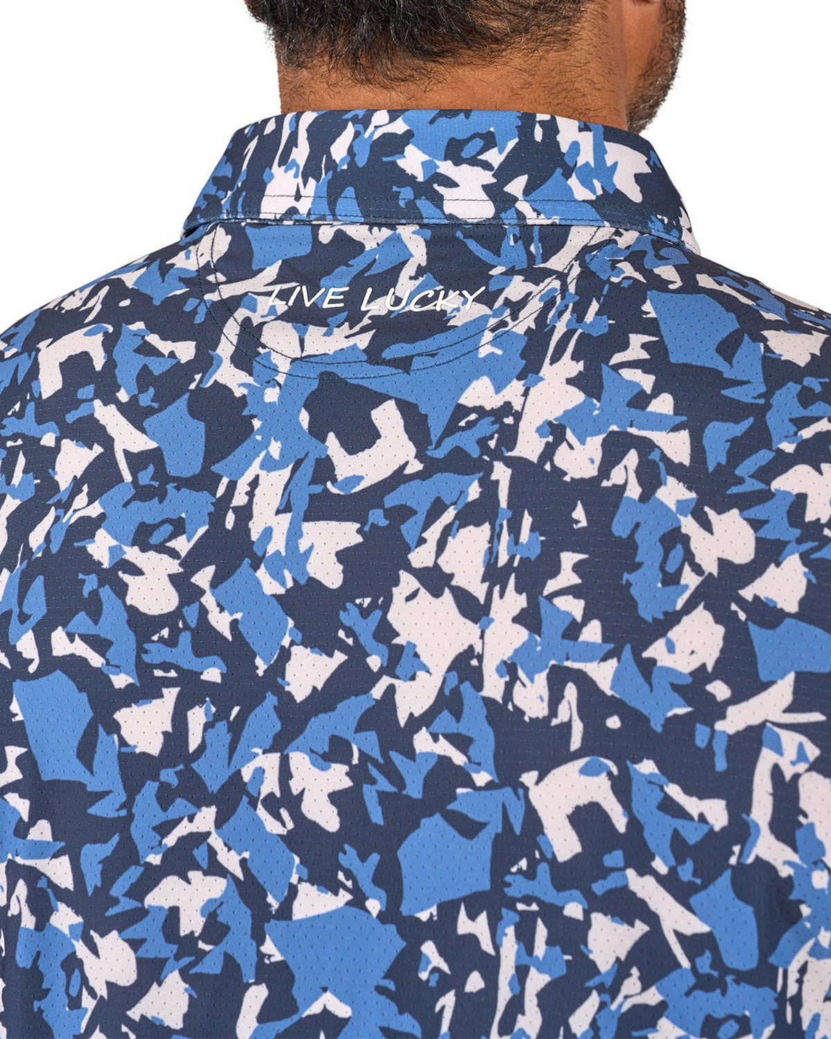 Modern Black and Blue Camo Patterned Golf or Business Polo